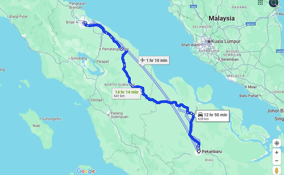 Rute Perjalanan Rental Mobil Pekanbaru ke Medan